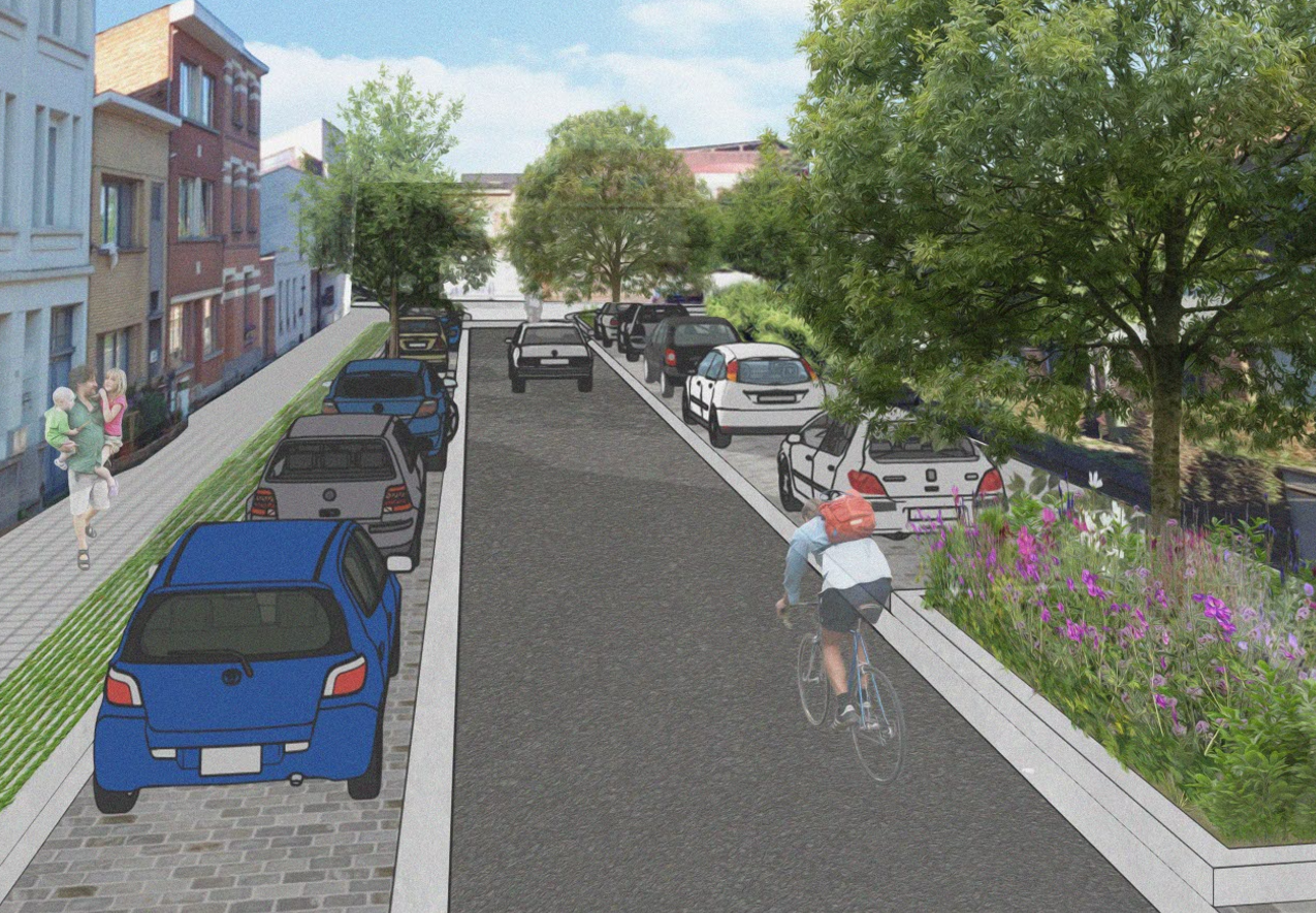 Sfeerbeeld van hoe de Klaproosstraat er kan uitzien - plan optie 1